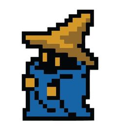 an old school pixel art style image of a blue and yellow hat