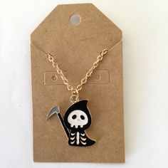 New Gold Tone Little Grim Reaper Charm Necklace Gold Necklace Chain Length: 20”In. Charm Size: 3/4 Inches. Gold Necklace Chain, Gold Charm Necklace, Necklace Chain Lengths, Grim Reaper, Gold Chain Necklace, Necklace Chain, Necklace Gold, Chain Lengths, Chain Length