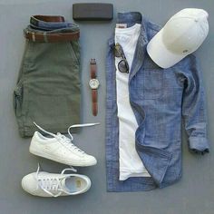 Green Shorts Outfit, Clothes For Men, Mens Casual Dress, Men Fashion Casual Outfits, Daily Style, Outfit Combinations, 가을 패션