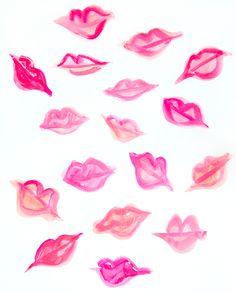 pink lips are arranged in the shape of hearts