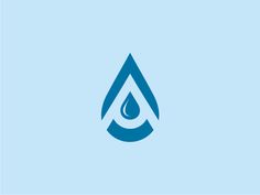 a blue water drop logo on a light blue background