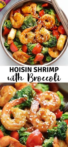 the shrimp and broccoli stir fry is ready to be eaten