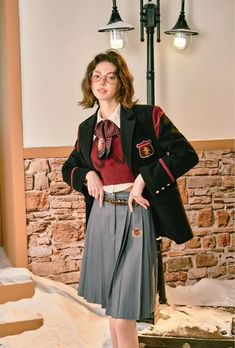 Harry Potter and KYOUKO Collaboration Gryffindor Black Blazer Elegant Chic Outfits, Harry Potter Uniform, Steampunk Fashion Female, Steampunk Fashion Male, Gothic Skirts, Witch Fashion, Blazer Fashion, Black Blazer, Kawaii Fashion