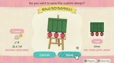 an animal crossing game screen with different items