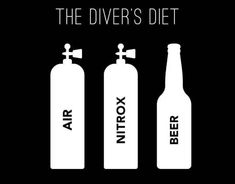 the diver's diet is shown with three bottles labeled in black and white text