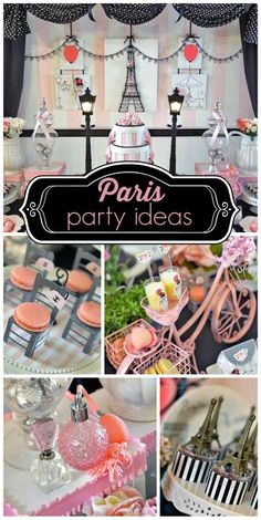 paris party ideas with pink and black accents