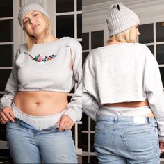 Brand New, Comfy 3-N-1 Loungewear Grey Embroidered Loungewear Set Featuring: Long Sleeve Sweater With Cropped Top And Matching Brief Bottoms. Snug, Form Fitting Material Made To Hug Your Curves. Perfect To Wear For Style And Comfort For The Fall & Winter. Available Now In Sizes 1xl-3xl. 1xl (16-18) 2xl (20-22) 3xl (24-26) Recommended Size: True To Size 65% Polyester 35% Cotton Ships In 6-8 Days Fitted Long Sleeve Top With Custom Embroidery, Oversized Black Sweater, Jersey Cardigan, Green Turtleneck, Pointelle Sweater, Hollister Sweater, Sweater Crop, Drop Shoulder Sweaters, Embroidered Sweater