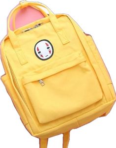 Yellow Kawaii Bag For Back To School, Kawaii Standard Backpack With Zipper, Kawaii Backpack With Zipper Closure, Kawaii Standard Backpack With Zipper Closure, Kawaii Rectangular Backpack With Zipper, Kawaii Rectangular Backpack With Zipper Closure, Yellow School Backpack With Pockets, Cute Backpack, No Face