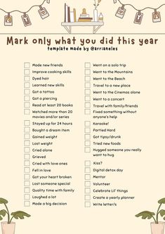 a printable mark only what you did this year