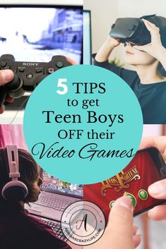 a person holding a cell phone in their hand with the text 5 tips to manage teen boys and their beloved electronics