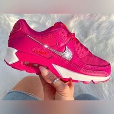 Women’s Nike Air Max 90 Pink Nike Air Max, Pink Nike Air, 90 Shoes, Nike Air Max Pink, Pink And Black Nikes, Womens Nike Air Max, Nike Shoes Women Fashion, Pink Nike Shoes, Nike Fashion Shoes