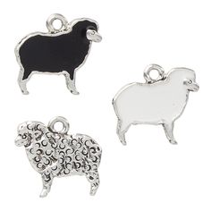 You wool definitely want to use these adorable, lightweight sheep charms. Sold in package of 2--ideal for earrings! Package contains one black enamel sheep charm and one white enamel sheep charm, both featuring a textured reverse side to resemble wool. Sheep have come to be associated with simple joy and purity. Black sheep is an idiom for an odd person who may not fit in with the group. Wool Sheep, Fire Mountain Gems, Black Sheep, White Enamel, Black Enamel, Jewelry Supplies, Antique Silver, Sheep, Silver Plate