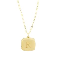 Our new, timeless square locket necklace is an elegant way for you to carry a piece of your heart around your neck. Hold pictures of your loved ones or a memento that is special to you. Engrave an initial on the front and up to 3 names on the back. available in gold vermeil and sterling silver lockets are engraved using diamond drag technology opens with space inside for 2 pictures, which fit easily inside the locket. See our guide for adding photos to your locket hangs on adjustable length pape Elegant Square Locket Pendant Necklace, Elegant Square Pendant Locket Necklace, Classic Personalized Rectangular Pendant Charm Necklace, Elegant Personalized Square Jewelry, Personalized Initials Necklace With Square Pendant, Square Pendant Necklace With Initials For Personalized Gift, Rectangular Initials Jewelry For Personalized Gift, Elegant Initials Locket Necklace For Anniversary, Personalized Rectangular Initials Jewelry