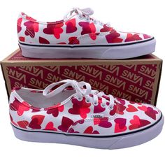 Brand New In Box/No Lid Unisex Mens 8.5 Women 10 Vans Authentic Comfortable **16 Vans Low-top Sneakers With Red Sole, Painted Vans, Vans Red, Valentine Hearts, Shoes Vans, Vans Authentic, Womens Vans, Valentine Heart, Vans Shoes