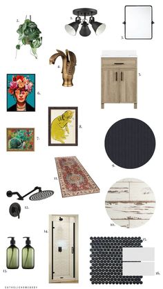 an assortment of furniture and decor items