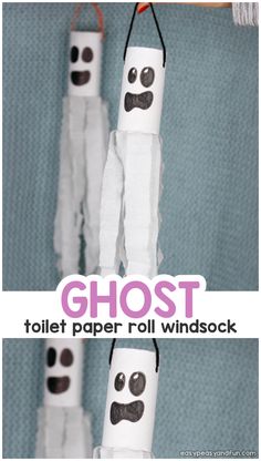 toilet paper roll ghost craft for kids that is easy to make and looks like they're