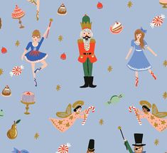 the nutcrackers are all dressed up and ready to be played in this christmas themed pattern