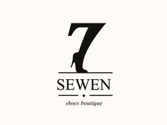 the seven seven shoes boutique logo is black and white with a high heeled shoe