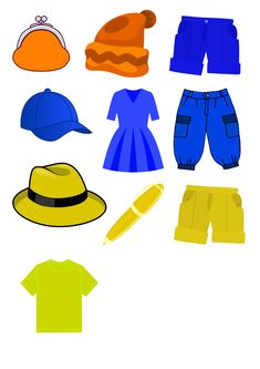 an image of clothes and hats on a white background