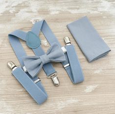 Dusty Blue Bow tie & Suspenders | Pocket Square | Ring Bearer Outfit | Boho Rustic Wedding Dusty Blue Bow Tie, Wedding Ring Bearer, Bearer Outfit, Bowtie And Suspenders, Outfit Birthday, Ring Bearer Outfit