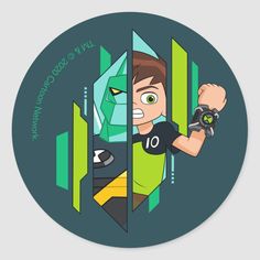 a sticker with an image of a man holding a video game controller in his hand