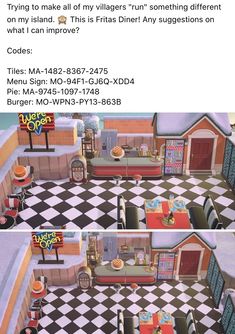 two pictures of the same room in animal crossing