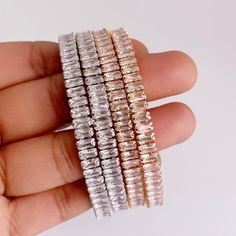 Silver/Rose Gold Finish American Diamond/CZ Bangles/Bracelet/Indian Party Bangles/CZ stone bangle/Indian wedding/bridal jewelry Party Stackable Cubic Zirconia Jewelry, Stackable Cubic Zirconia Bracelets For Party, Party Bracelets With Handset Cubic Zirconia Stones, Cubic Zirconia Crystal Bangle Bracelet, Hand Set Crystal Bangle Tennis Bracelet, Cubic Zirconia Tennis Bangle Bracelet, Sparkling Cubic Zirconia Tennis Bracelet Bangle, Sparkling Cubic Zirconia Tennis Bangle, Hand Set Tennis Bangle Bracelet For Party