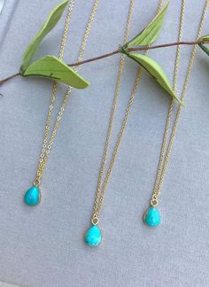 Dainty Turquoise Teardrop Pendant Necklace - Gold Filled Chain Handmade Turquoise Drop Necklaces, Handmade Turquoise Drop Necklace, Turquoise Teardrop Necklace For Gift, Turquoise Teardrop Drop Necklace Gift, Dainty Turquoise Pendant Necklace, Turquoise Necklace With Delicate Chain For Gift, Turquoise Pendant Jewelry With Delicate Chain, Turquoise Pendant With Delicate Chain, Dainty 14k Gold-filled Turquoise Jewelry