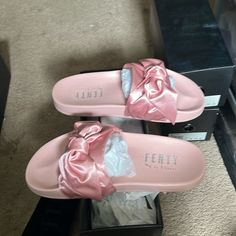 Puma Flip Flops, Puma Slides, Puma Rihanna, Pink Slides, Gold Slides, Rainbow Sandals, Pink Platforms, Tan Sandals, Black Slides