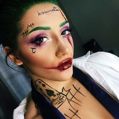 Joker Makeup Female, Halloween Kostüm Joker, Joker Halloween Makeup, Halloween Costumes Women Scary, Joker Halloween Costume, Makeup Clown