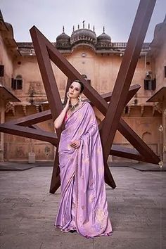 Lavender Borderless Soft Satin Silk Sarees | TST | The Silk Trend South Silk Sarees, Salwar Dress, Dress Salwar Kameez, Blouse Measurement, Lehenga Collection, Party Wear Indian Dresses, Purple Satin