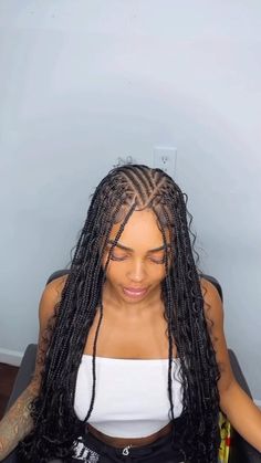 Knotless Box Braids| Braids| Curly Braids| Black Girl Hairstyles| Black Women Art| Hairstyle Inspo Lemonade Braids Hairstyles, Short Box Braids Hairstyles, Braided Hairstyles For Black Women Cornrows, Big Box Braids Hairstyles, Feed In Braids Hairstyles, Goddess Braids Hairstyles, Box Braids Hairstyles For Black Women, Braids Hairstyles Pictures, Braided Cornrow Hairstyles