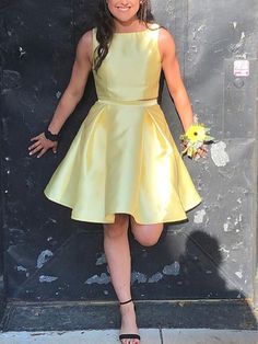 Yellow Satin Two Piece Charming Homecoming Dresses This homecoming dress could be custom made, there are no extra cost to do custom size and color. Description of dress 1, Material:satin 2, Color: picture color or other colors, there are 126 colors are available, please contact us for more colors, please ask for fabric swatch 3, Size: standard size or custom size, if dress is custom made, we need to size as following bust______ cm/inch waist______cm/inch hip:_______cm/inch shoulder to shoulder : Homecoming Dresses Satin, Yellow Party Dresses, Yellow Homecoming Dresses, Yellow Two Piece, Satin Homecoming Dress, Dresses Satin, Yellow Satin, Prom Dresses Two Piece, Two Piece Homecoming Dress