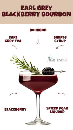 Earl Grey Blackberry Bourbon Blackberry Cocktails, Blackberry Bourbon, Blackberry Cocktail, Pear Liqueur, Bourbon Recipes