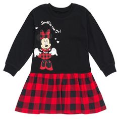 Give your little girl the gift of Disney magic with this cute and stylish Disney Minnie Mouse Short Sleeve Dress. She will look and feel so adorable in gear featuring her favorite polka-dot-wearing and mouse-ear friend. With such a timeless, classic character on her side, your little one is sure to shine! Toddler Minnie Mouse Outfit, Playful Minnie Mouse Fitted Dress, Spring Cotton Minnie Mouse Dress, Playful Minnie Mouse Summer Dress, Playful Minnie Mouse Dress-up Dress, Skater Style Dress, Girls Pinafore, Minnie Mouse Girl, Girls Fleece