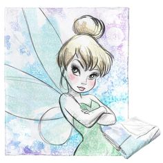 a drawing of a tinkerbell fairy with her arms crossed, looking at the camera