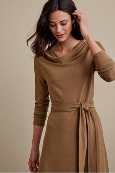 From boardroom to brunch, this sleek and modern knit dress exudes style confidence that'll take you all the way to the top. This soft knit features an easy cowl neckline and removable self-belt. Soft Surroundings Dresses, Modern Knitting, Cowl Neckline, Soft Surroundings, All The Way, Soft Knits, Knit Dress, The Top, The Way