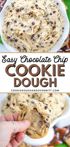 easy chocolate chip cookie dough in a white bowl