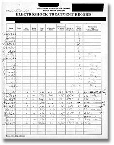 a black and white photo of an electronic treatment record with handwritten notes on it