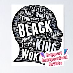 High-quality posters to hang in dorms, bedrooms or offices. Multiple sizes are available. Printed on 185gsm semi gloss poster paper. Additional sizes are available. Silhouette of a black man with words in his hair and face that say black king, leader, strong, woke and more. Great gift for a black father. 2024 Vision Board Black Men, Mens Vision Board Examples, Black Man Vision Board, King Quotes Men, Strong Black Man Quotes Inspiration, Black Men Vision Board, Black Excellence Quotes, Black Man Quotes, Black King Art