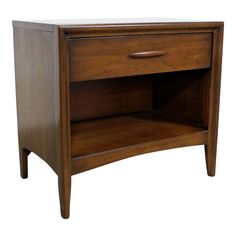 a wooden night stand with one drawer open