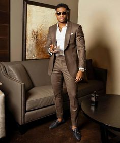 2023 Green Suits for Men Tailor-made Groom Wedding Suits Tuxedo Best Man Blazer Pants 2 Pieces Brown Groomsmen Suits, A Man In A Suit, Man In A Suit, Outfit Combos, Awesome Nails, Birthday Shoot