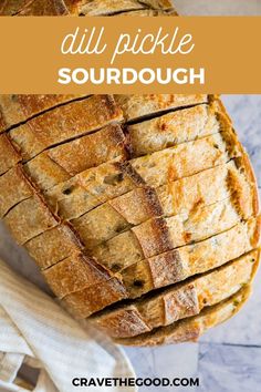 a loaf of sourdough sitting on top of a white plate with text overlay