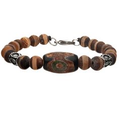 a bracelet with brown and black beads