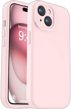 the pink iphone case is open to show its front and back side, with an apple logo