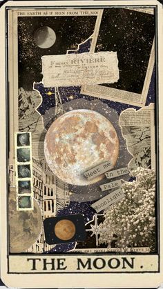 an altered collage of the moon and other objects