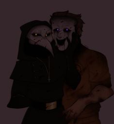 two creepy looking people hugging each other