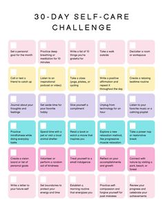 Self Care 30-day Challenge - Etsy 30 Day Self Care, Motivasi Diet, Self Care Challenge, 30 Day Abs, Ab Challenge, Mindfulness Exercises, Care Plans, 30 Day Challenge, Self Care Activities