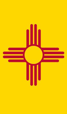 the flag of new mexico is shown in red and yellow, on a yellow background