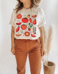 Tomato Shirt Fruit Shirt Botanical Shirt Cottagecore Clothing Vegan Shirt Garden T Shirt Vegetable T Shirt Fruit Tee Aesthetic Clothes - Etsy Singapore Fruit Outfits, Tomato Shirt, Gardening Clothes, Etsy Clothes, Fruit Shirt, Shirt Inspiration, Cottagecore Shirt, Botanical Shirt, Vegan Shirt